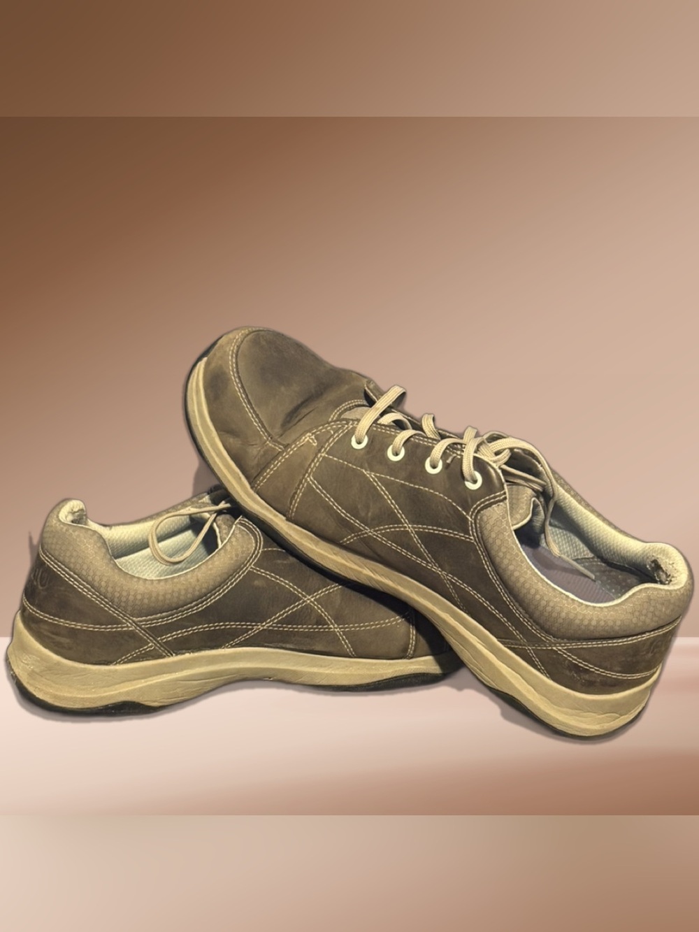 Ahnu Brown Suede Lace-Up Casual Flats